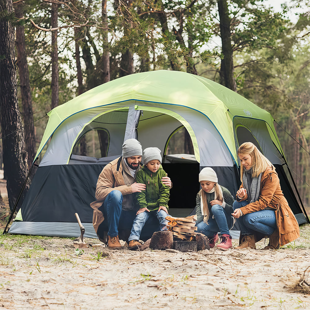 6 Person Dome Tent Waterproof Easy Setup 1 Door & 5 Mesh Windows
