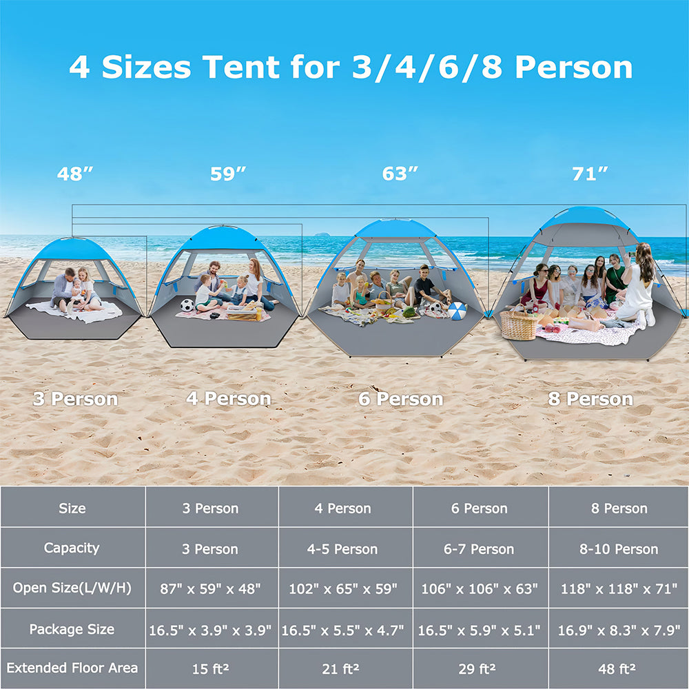 Beach Sail Tent - UPF 50+ Sun Shelter for 10P Lightweight Cabana