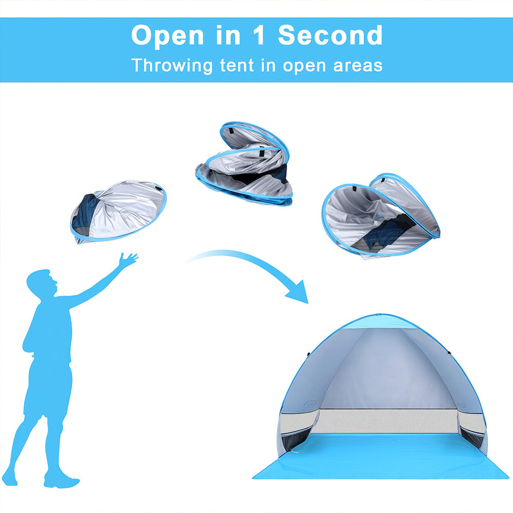 Pop-Up Beach Tent for 3-4 People with UPF 50+ UV Protection – Lightweight and Portable