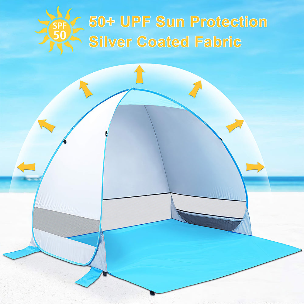 Pop-Up Beach Tent for 3-4 People with UPF 50+ UV Protection – Lightweight and Portable