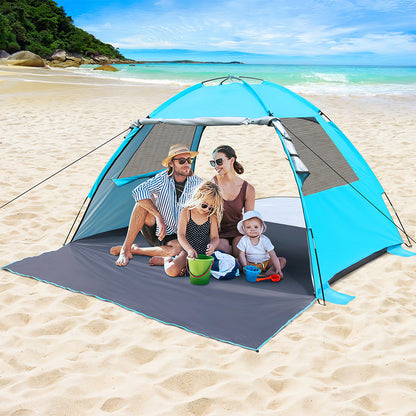 6P Beach Sail Tent - UPF 50+ Sun Shade w/Extendable Awning & Floor