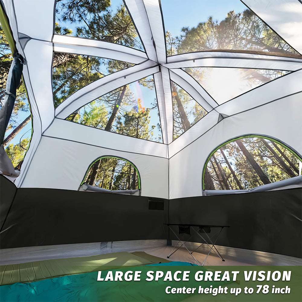 6 Person Dome Tent Waterproof Easy Setup 1 Door & 5 Mesh Windows