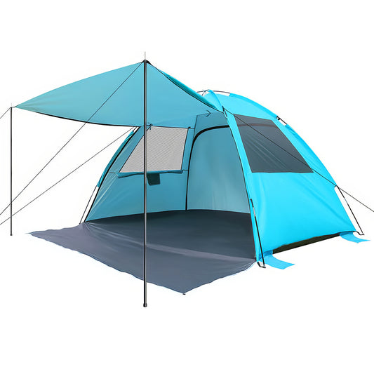6P Beach Sail Tent - UPF 50+ Sun Shade w/Extendable Awning & Floor