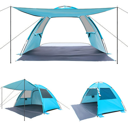6P Beach Sail Tent - UPF 50+ Sun Shade w/Extendable Awning & Floor