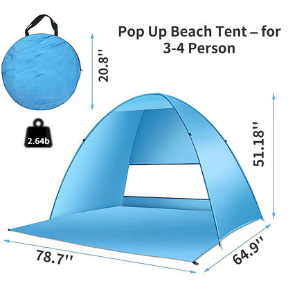 Pop Up Beach Tent for 3 to 4 People UPF 50 Plus Sun Shelter