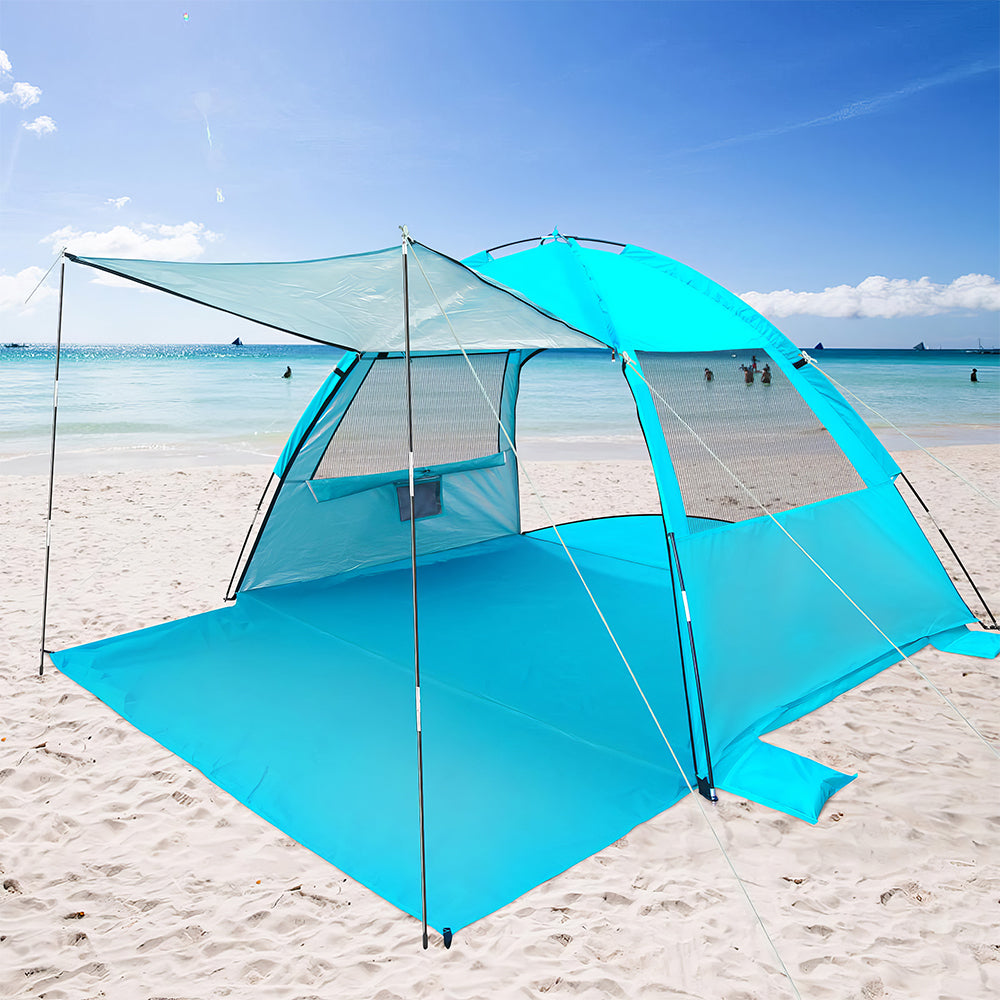 6P Beach Sail Tent - UPF 50+ Sun Shade w/Extendable Awning & Floor