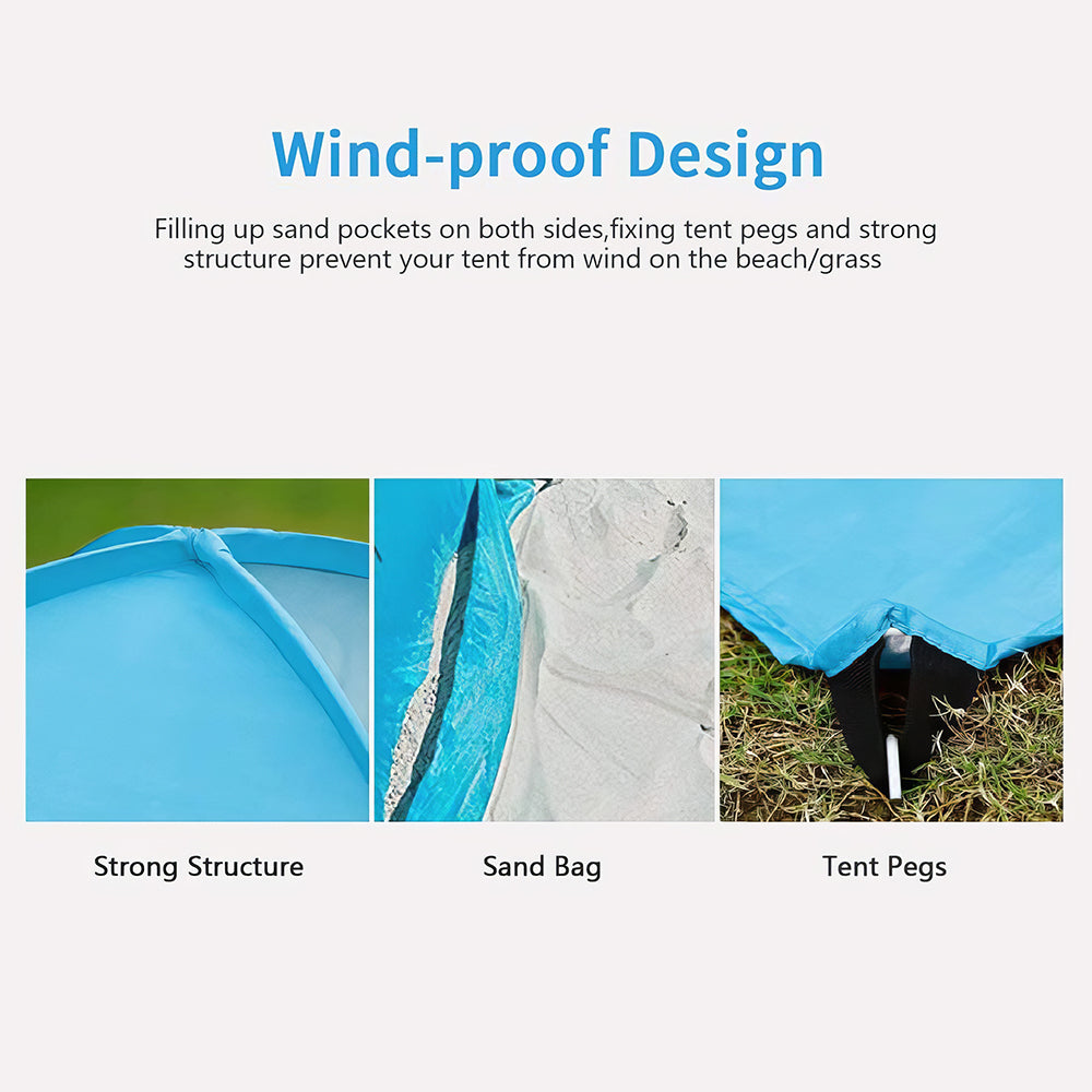 Pop Up Beach Tent for 3 to 4 People UPF 50 Plus Sun Shelter