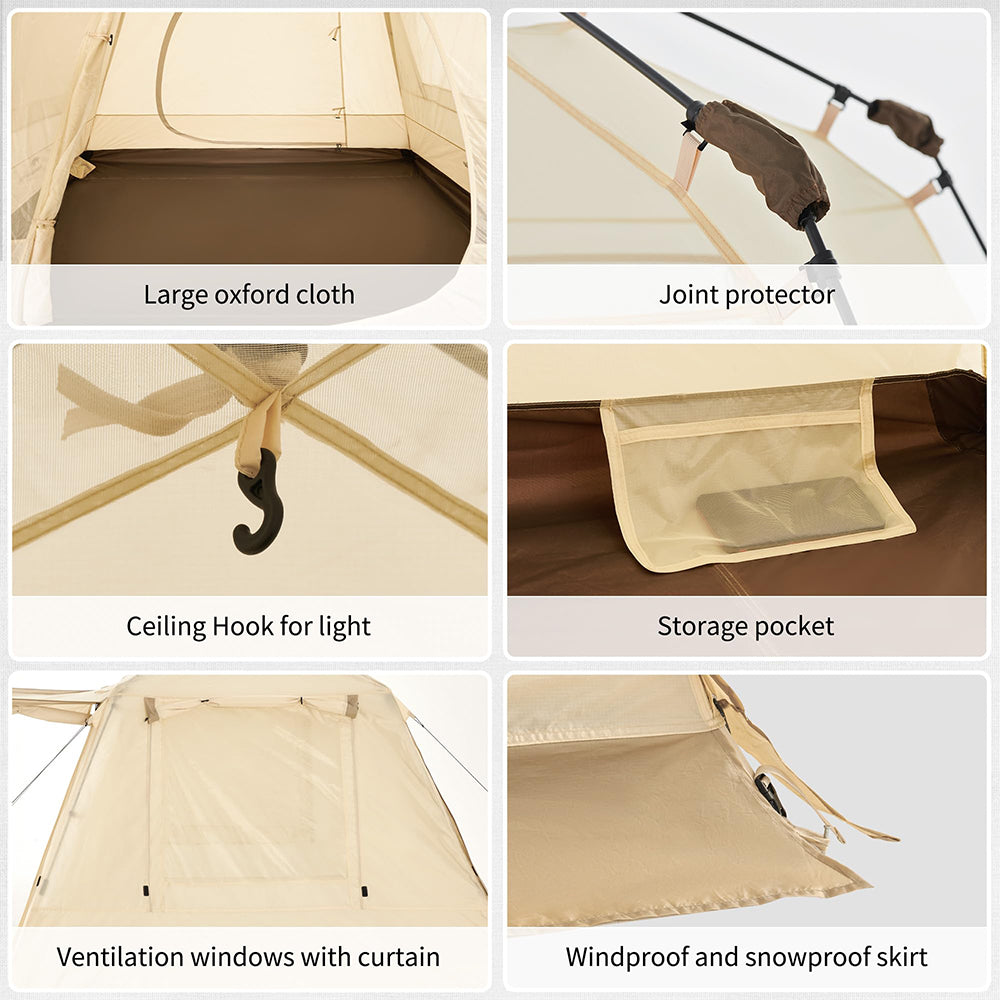 4 Person Waterproof Cabin Tent with Instant Setup and Rainfly